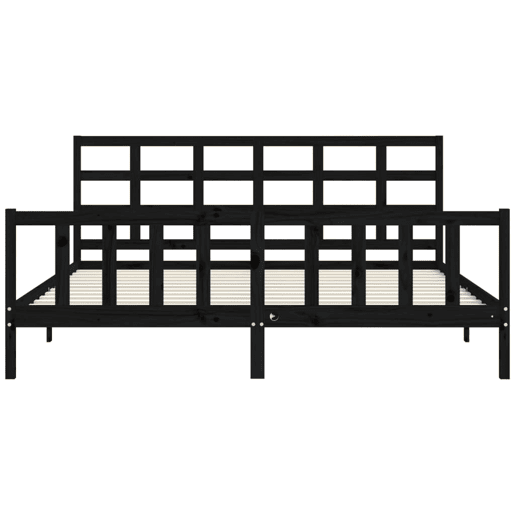 Estrutura de Cama de casal moderno com cabeceira 200x200 cm madeira maciça preto