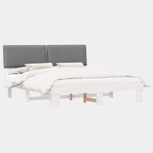 Estrutura de Cama de casal moderno com Cabeceira Estofada Cinzento-claro