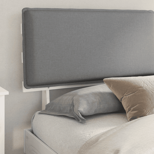 Estrutura de Cama de casal moderno com Cabeceira Estofada Cinzento-claro