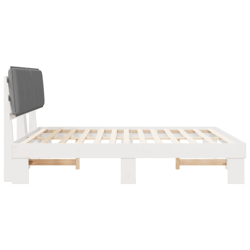 Estrutura de Cama de casal moderno com Cabeceira Estofada Cinzento-claro