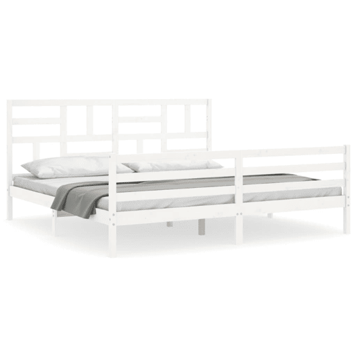 Estrutura de Cama de casal moderno com cabeceira 200x200cm madeira maciça branco