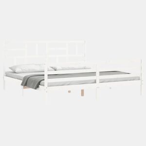 Estrutura de Cama de casal moderno com cabeceira 200x200cm madeira maciça branco