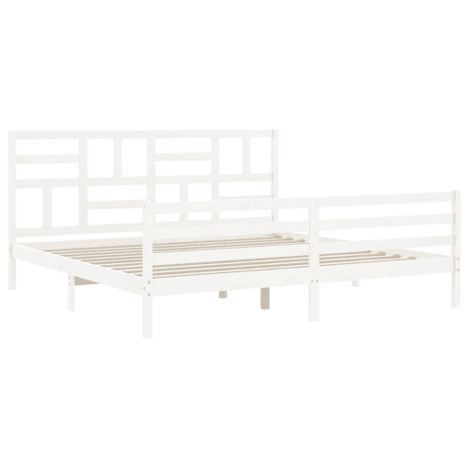 Estrutura de Cama de casal moderno com cabeceira 200x200cm madeira maciça branco