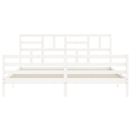Estrutura de Cama de casal moderno com cabeceira 200x200cm madeira maciça branco
