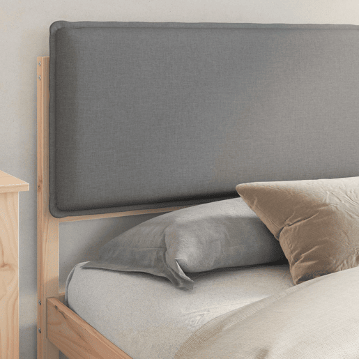 Estrutura de Cama de casal moderno com Cabeceira Estofada Cinzento-claro