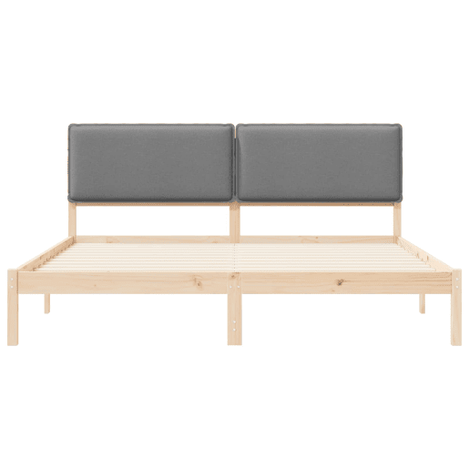 Estrutura de Cama de casal moderno com Cabeceira Estofada Cinzento-claro
