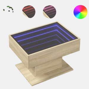 Mesa de Centro, Mesa baixa c LEDs 70x50x45 cm derivados de madeira