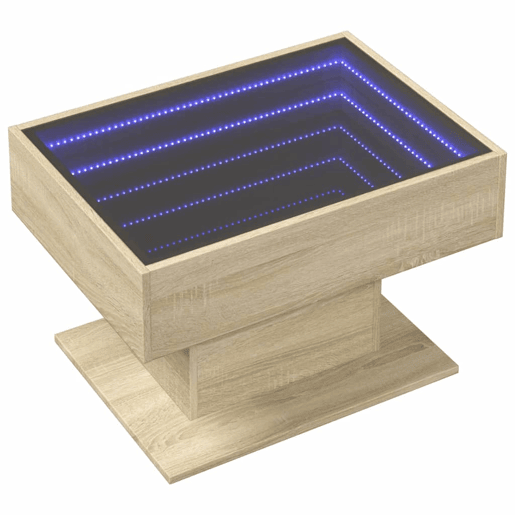 Mesa de Centro, Mesa baixa c LEDs 70x50x45 cm derivados de madeira