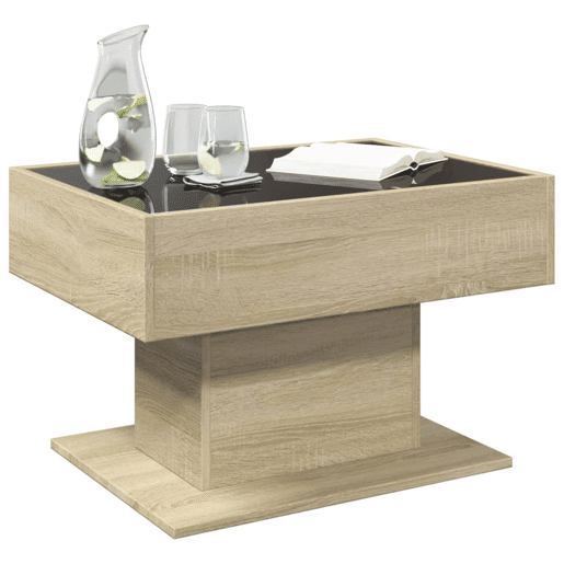 Mesa de Centro, Mesa baixa c LEDs 70x50x45 cm derivados de madeira