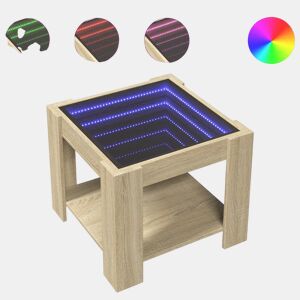 Mesa de Centro, Mesa baixa c LEDs 53x53x45 cm derivados de madeira