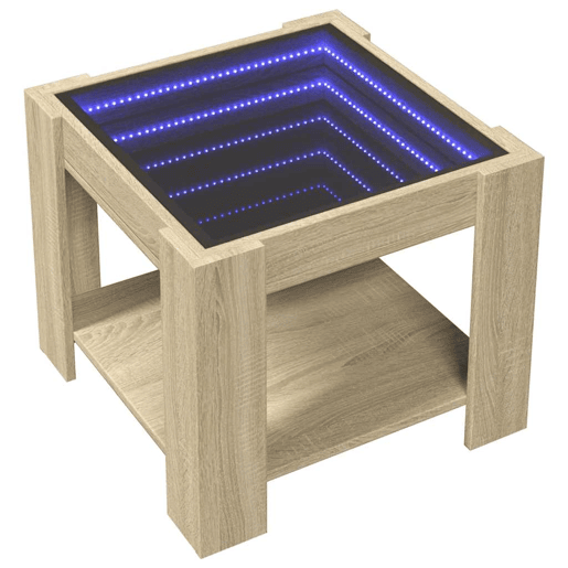 Mesa de Centro, Mesa baixa c LEDs 53x53x45 cm derivados de madeira