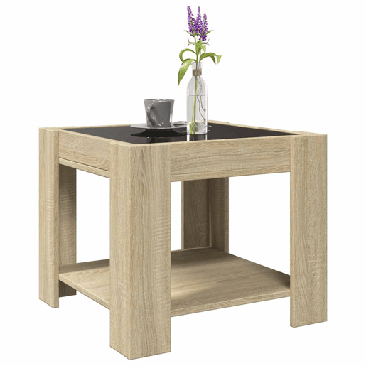 Mesa de Centro, Mesa baixa c LEDs 53x53x45 cm derivados de madeira