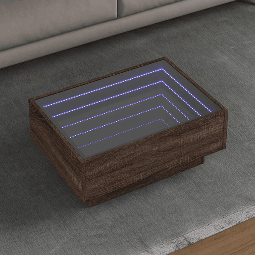 Mesa de Centro, Mesa baixa c LEDs 70x50x30 cm derivados de madeira
