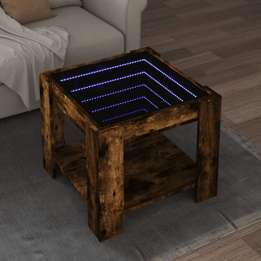 Mesa de Centro, Mesa baixa c LEDs 53x53x45 cm derivados de madeira