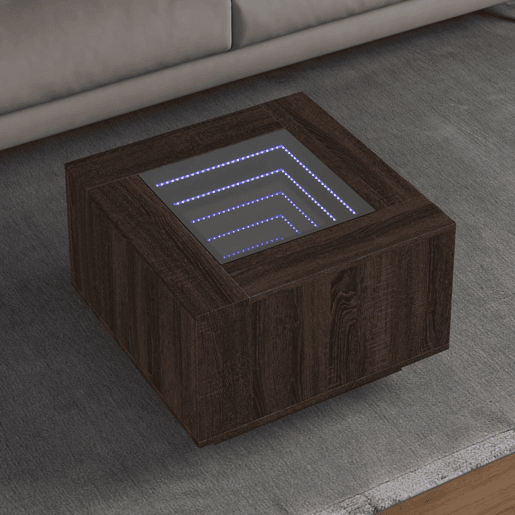 Mesa de Centro, Mesa baixa c LEDs 60x60x40 cm derivados de madeira