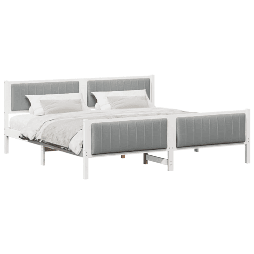 Estrutura De Cama De Casal Simple - Branco e cinza claro 200 x 200 cm