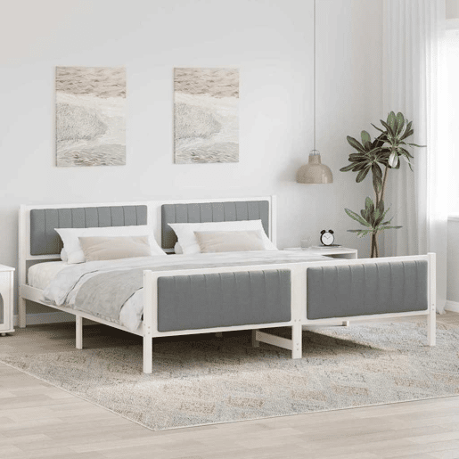 Estrutura De Cama De Casal Simple - Branco e cinza claro 200 x 200 cm