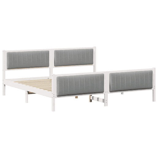 Estrutura De Cama De Casal Simple - Branco e cinza claro 200 x 200 cm