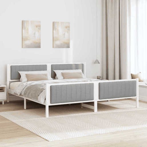 Estrutura De Cama De Casal Simple - Branco e cinza claro 200 x 200 cm