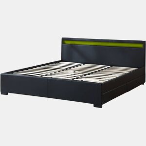 Cama dupla LED ico com 4 gavetas - 180 x 200 cm - Preto