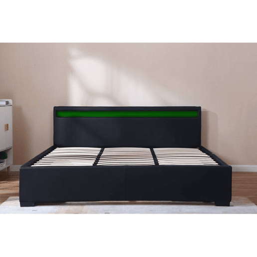 Cama dupla LED ico com 4 gavetas - 180 x 200 cm - Preto