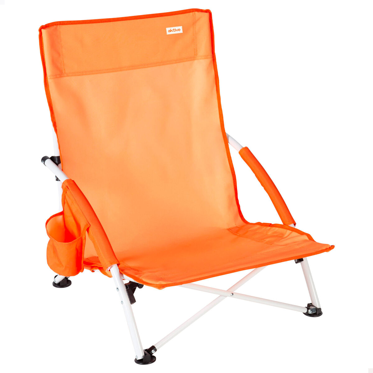 Aktive Beach Silla de playa plegable con bolsillo lateral Naranja