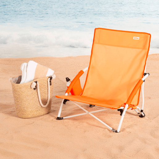 Aktive Beach Cadeira de praia dobrável com bolso lateral laranja 50x49x66 cm