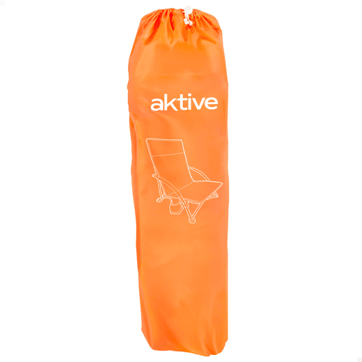 Aktive Beach Cadeira de praia dobrável com bolso lateral laranja 50x49x66 cm