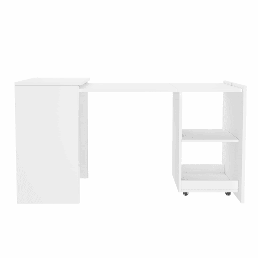 Mesa multifuncional dobrável 126 x 55 x 72,5 cm - secretária e armário com dois compartimentos, alta resistência - branco