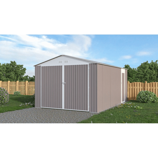 Garagem de metal evada com porta de batente15.36 m²