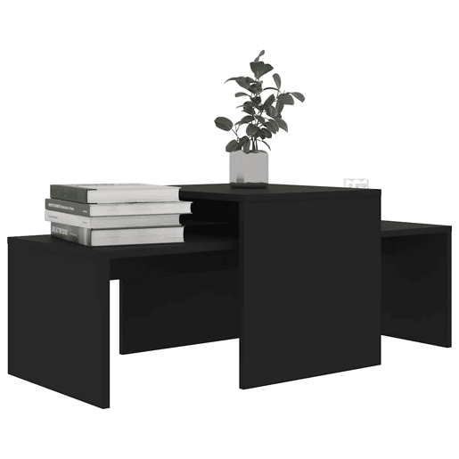 Conjunto de 2 Mesas de Centro - Mesas baixas 100x48x40 cm derivados madeira preto