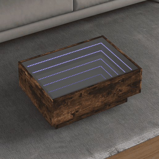 Mesa de Centro, Mesa baixa c LEDs 70x50x30 cm derivados de madeira