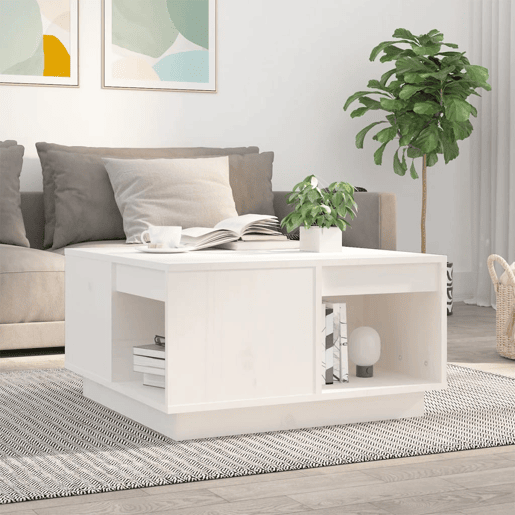 Mesa de Centro, Mesa baixa, 60x61x32,5 cm madeira de pinho maciça branco