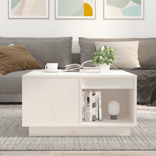 Mesa de Centro, Mesa baixa, 60x61x32,5 cm madeira de pinho maciça branco
