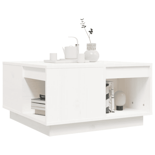 Mesa de Centro, Mesa baixa, 60x61x32,5 cm madeira de pinho maciça branco