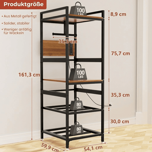 Suporte para impressora 3D de tamanho padrão - armazenamento de filamento, estrutura metálica robusta, suporte em T para filamento, ligação elétrica integrada, estação de trabalho aberta para uso doméstico e em oficina - Preto