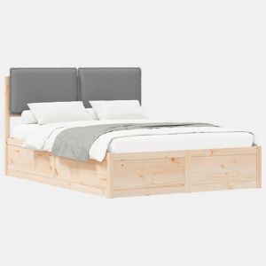 Estrutura de Cama de casal moderno com Cabeceira Estofada Cinzento-claro