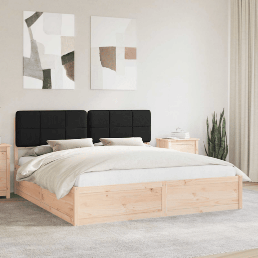 Estrutura de Cama de casal moderno com Cabeceira Estofada Preto 180 x 200 cm