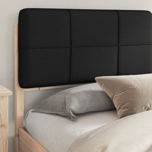 Estrutura de Cama de casal moderno com Cabeceira Estofada Preto 180 x 200 cm