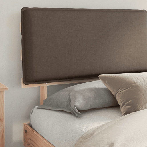 Estrutura de Cama de casal moderno com Cabeceira Estofada Cinzento-acastanhado