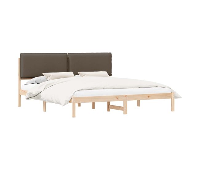 Estructura de cama matrimonial estilo con cabecera tapizada taupé 180 x 200 cm