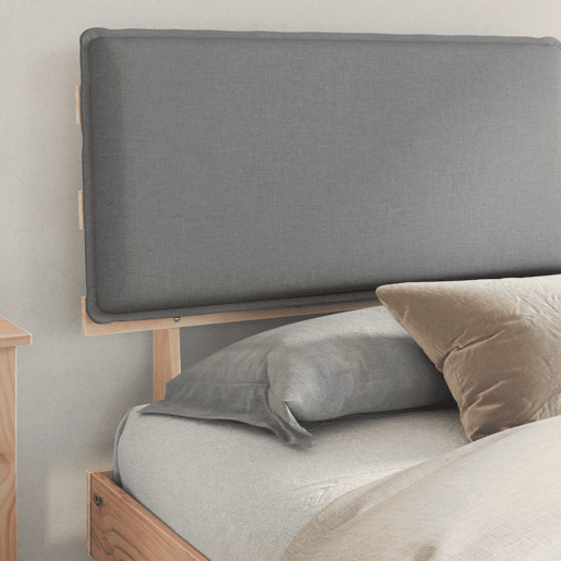 Estrutura de Cama de casal moderno com Cabeceira Estofada Cinzento-claro