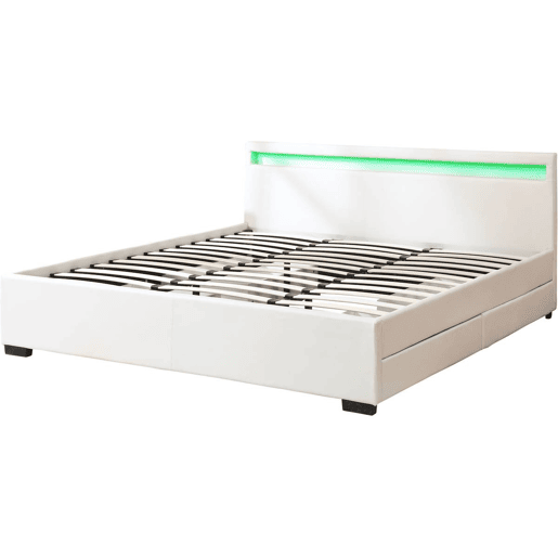 CAMA dupla LED com 4 gavetas ico - 180 x 200 cm - Branca