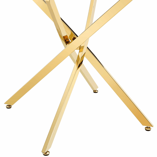 Mesa de jantar redonda de 88 cm - design moderno e minimalista em vidro temperado com estrutura metálica dourada, ideal para espaços pequenos (2 a 4 pessoas) - dourado transparente