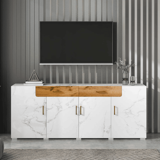 Aparador L 200 cm - 4 portas com 2 gavetas - Branco