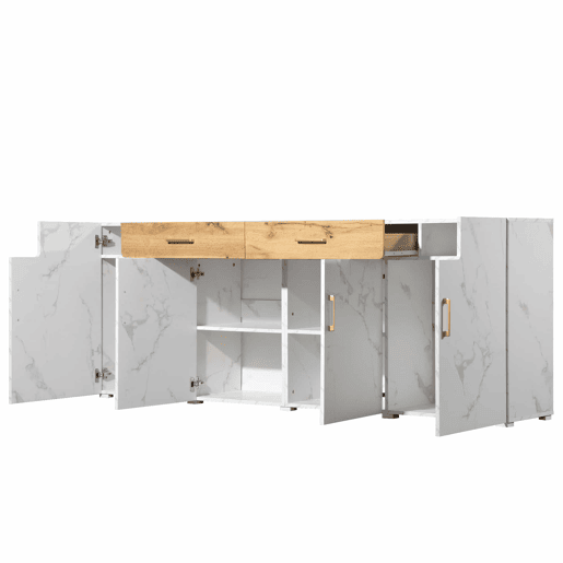 Aparador L 200 cm - 4 portas com 2 gavetas - Branco