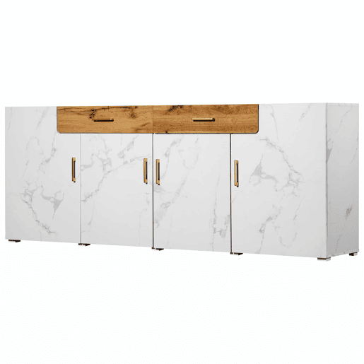 Aparador L 200 cm - 4 portas com 2 gavetas - Branco
