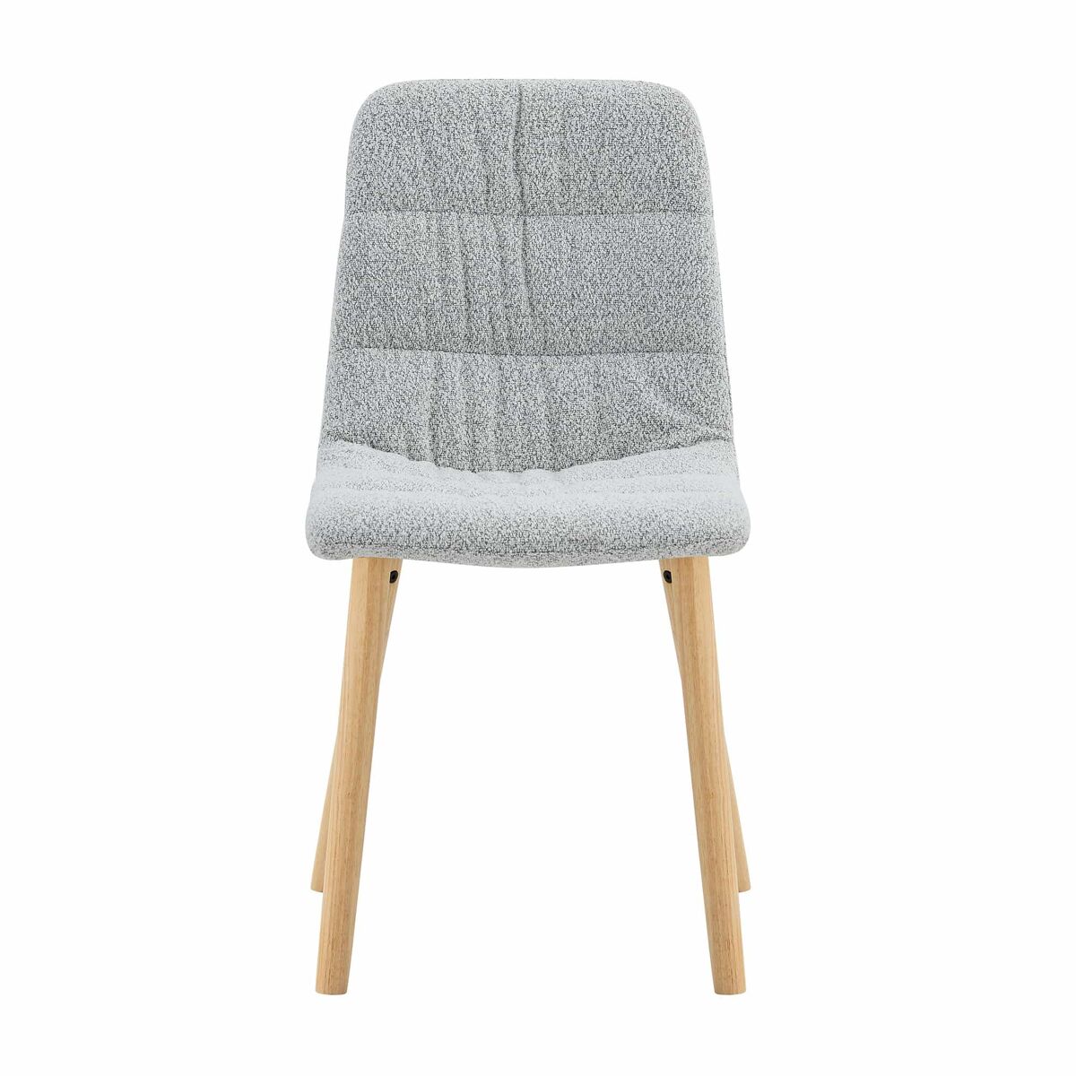 Sillas de comedor 88 cm (set de 2) - tapizado en tela con pliegues, patas de madera maciza, estilo nórdico moderno - gris claro y madera