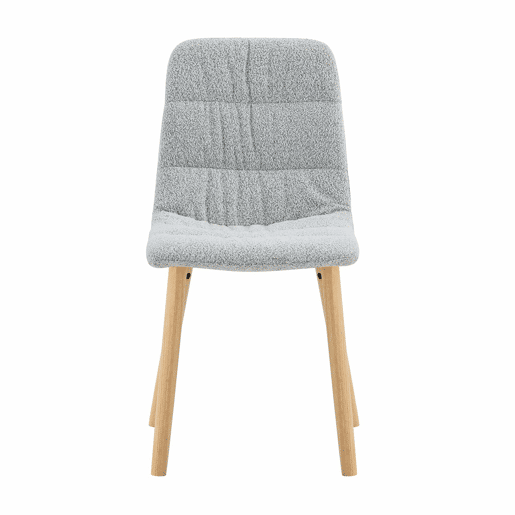 Cadeiras de jantar de 88 cm (conjunto de 2) - estofadas em tecido plissado, pés em madeira maciça, estilo nórdico moderno - cinzento claro e madeira