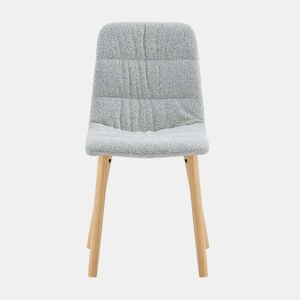 Cadeiras de jantar de 88 cm (conjunto de 2) - estofadas em tecido plissado, pés em madeira maciça, estilo nórdico moderno - cinzento claro e madeira